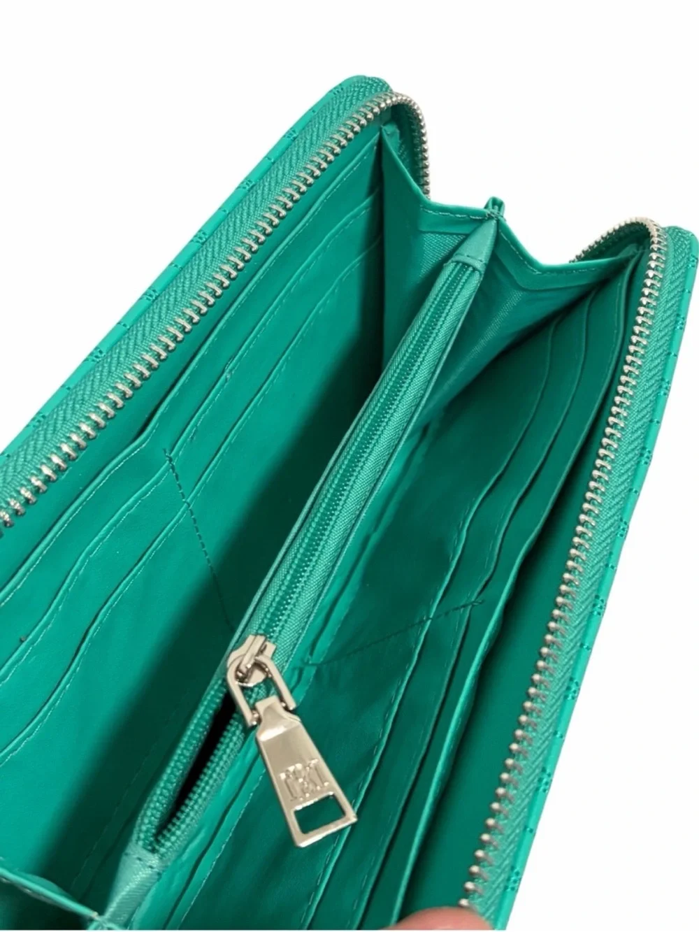 Badgely Mischka  Quilted Zip Wallet with Silver Logo